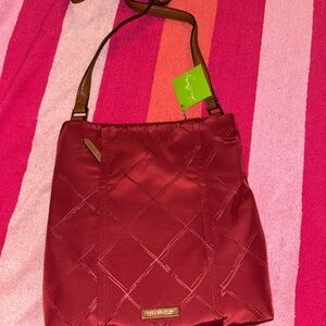 Vera Bradley Red and Brown Quilted Shoulder Bag